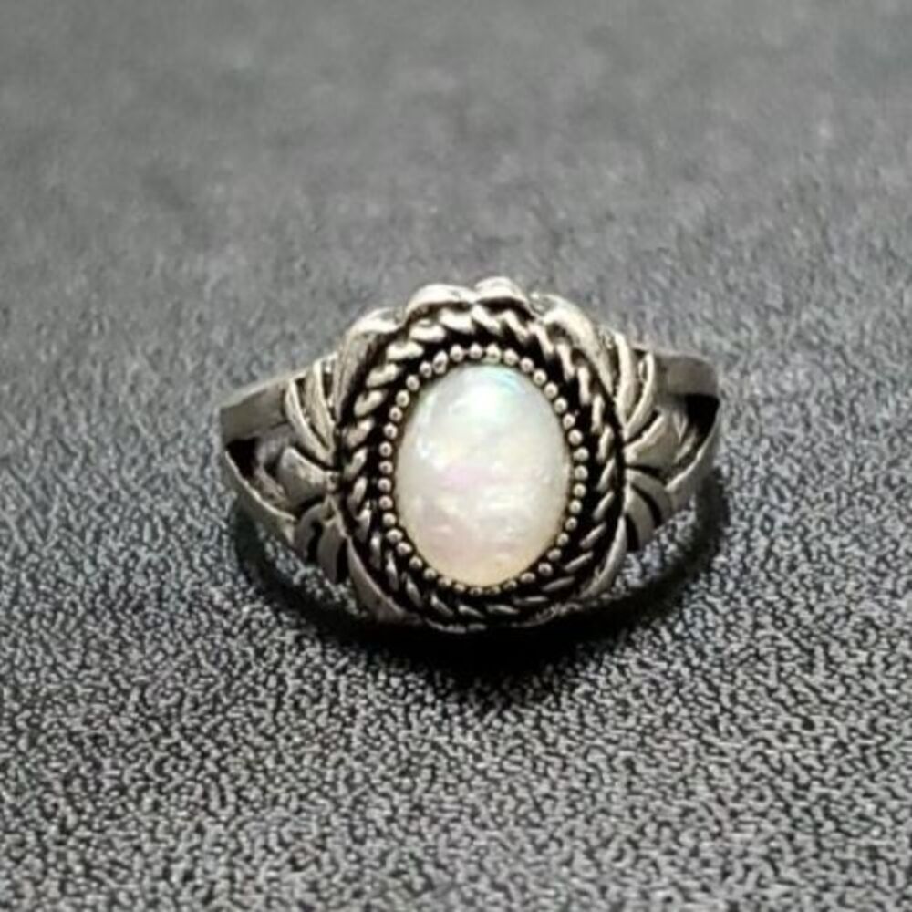 *Sale* Silver tone faux opal ring size 6.5